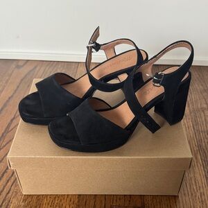 Madewell Black Suede Heeled Sandals